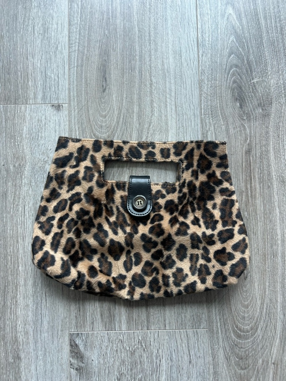Leopard Print Faux Fur Clutch Bag